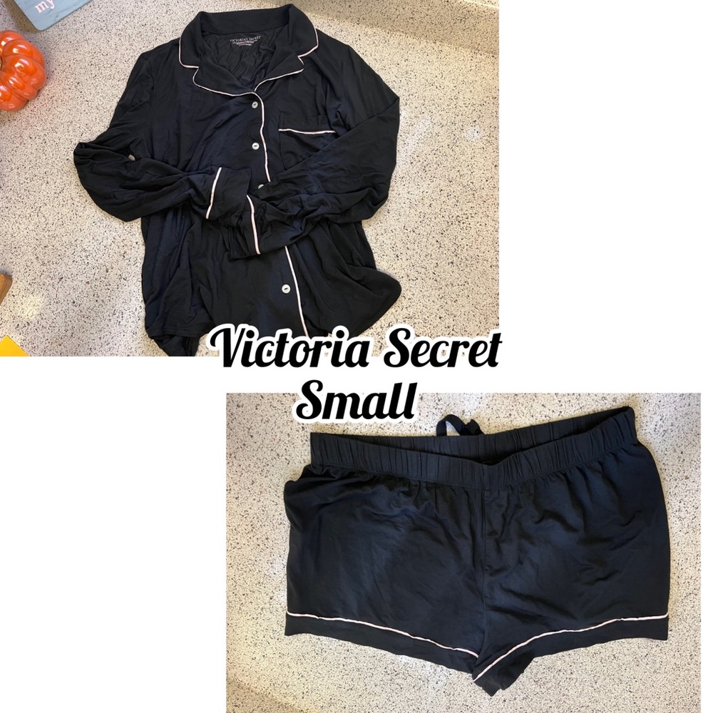 Victoria Secret Women Pajamas Black Light Pink